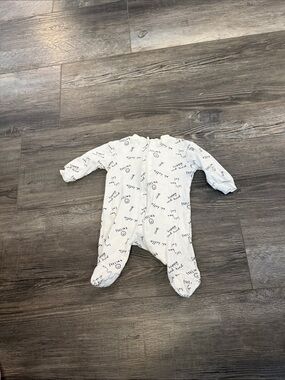 George Soft White Printed Footed Baby One-Piece